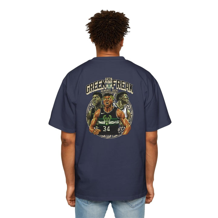 Giannis Oversized Tee - Greek Freak Design - S - Midnight Blue - Giannis Oversized Tee - Greek Freak Design - Tatoo Tee