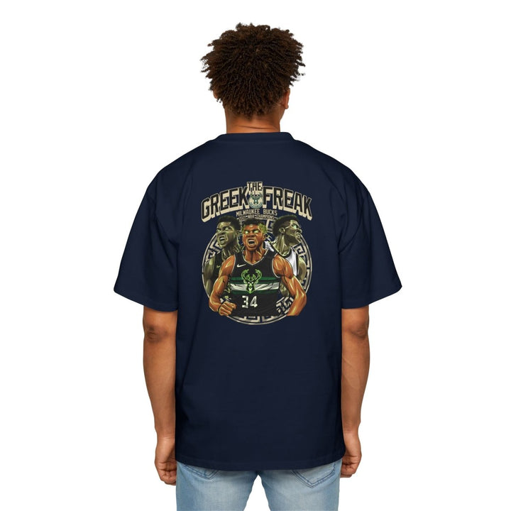 Giannis Oversized Tee - Greek Freak Design - S - Midnight Blue - Giannis Oversized Tee - Greek Freak Design - Tatoo Tee
