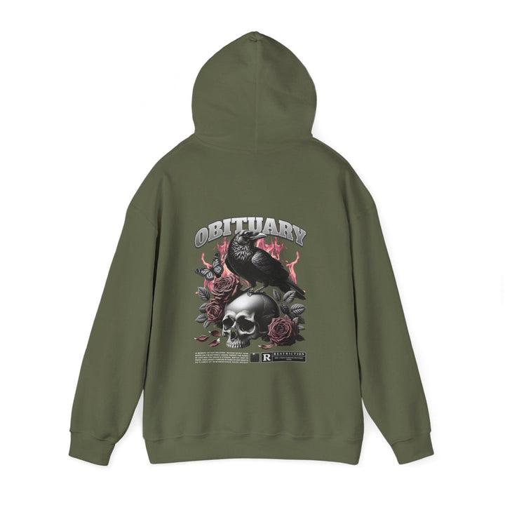 Gothic Obituary Hooded Sweatshirt for Music Lovers - Purple - S - Gothic Obituary Hooded Sweatshirt for Music Lovers - Tatoo Tee