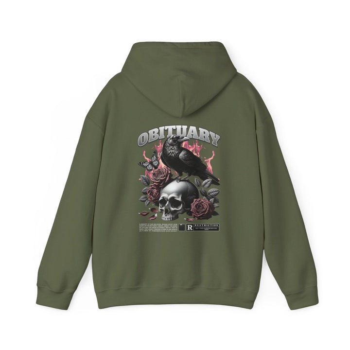 Gothic Obituary Hooded Sweatshirt for Music Lovers - Purple - S - Gothic Obituary Hooded Sweatshirt for Music Lovers - Tatoo Tee