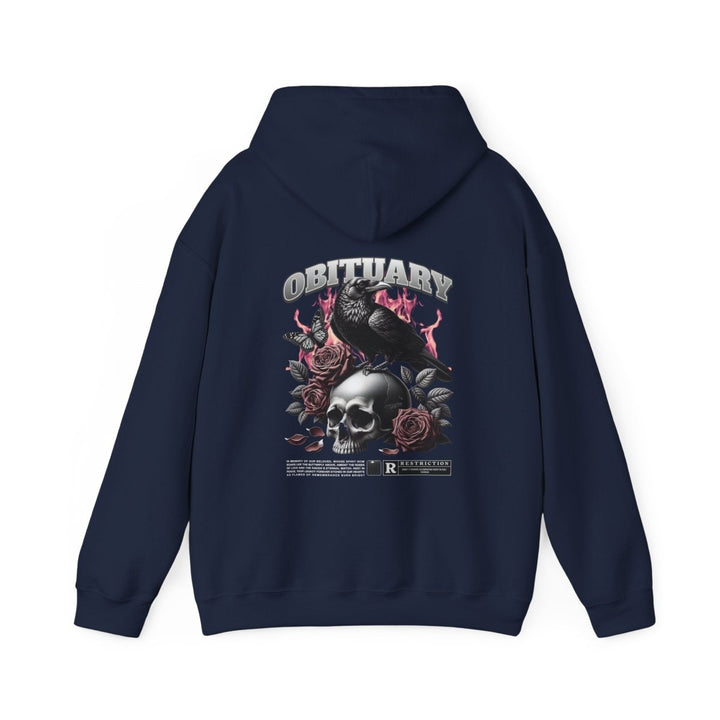 Gothic Obituary Hooded Sweatshirt for Music Lovers - Purple - S - Gothic Obituary Hooded Sweatshirt for Music Lovers - Tatoo Tee
