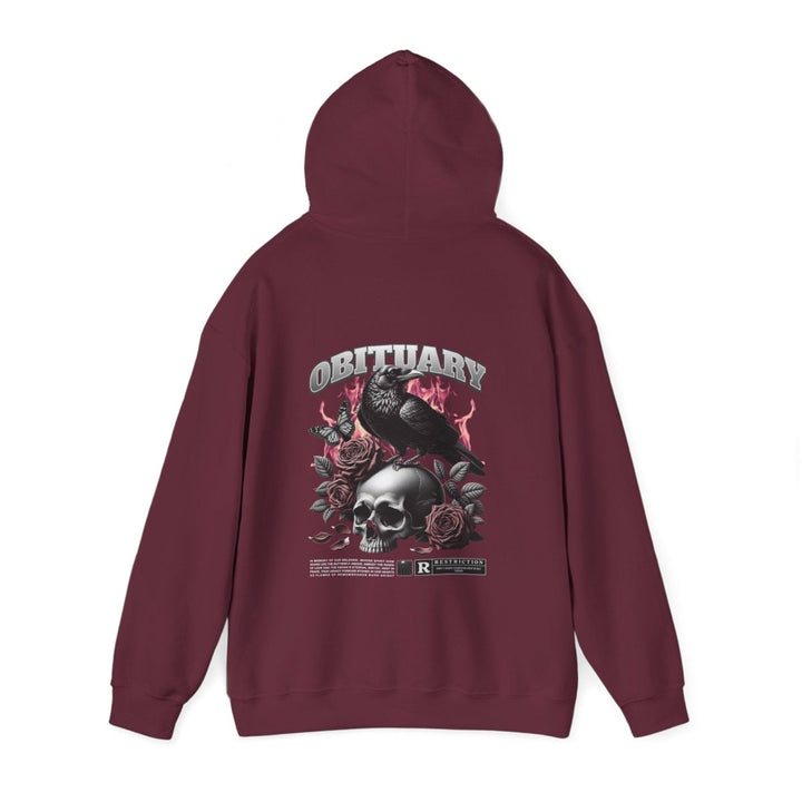 Gothic Obituary Hooded Sweatshirt for Music Lovers - Purple - S - Gothic Obituary Hooded Sweatshirt for Music Lovers - Tatoo Tee