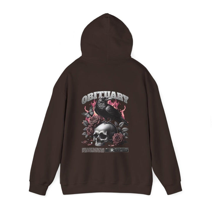 Gothic Obituary Hooded Sweatshirt for Music Lovers - Purple - S - Gothic Obituary Hooded Sweatshirt for Music Lovers - Tatoo Tee