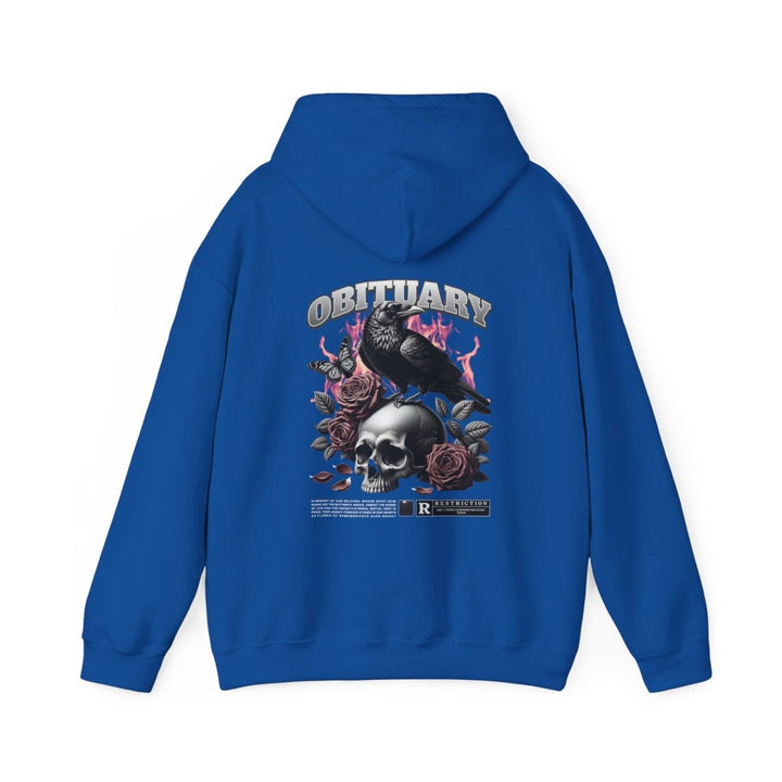 Gothic Obituary Hooded Sweatshirt for Music Lovers - Purple - S - Gothic Obituary Hooded Sweatshirt for Music Lovers - Tatoo Tee