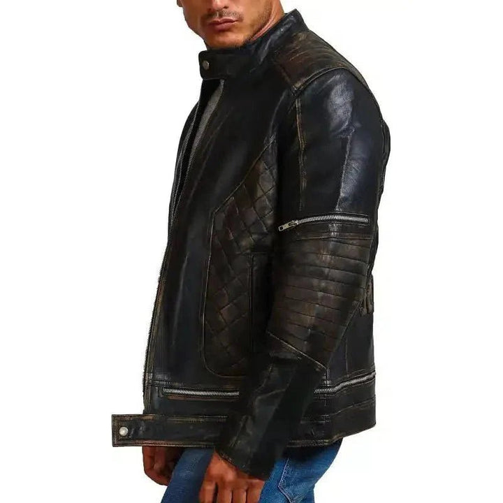 Gothic Skull and Crossbones Biker Jacket - XS - Gothic Skull and Crossbones Biker Jacket - Tatoo Tee