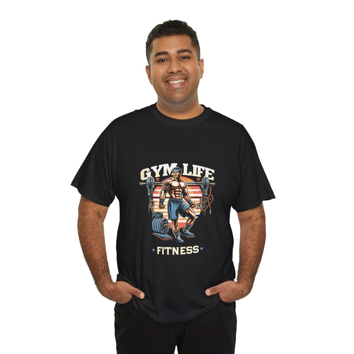 Gym Life Fitness Unisex Heavy Cotton Tee - Perfect for Workout Enthusiasts - Navy - S - Gym Life Fitness Unisex Heavy Cotton Tee - Perfect for Workout Enthusiasts - Tatoo Tee