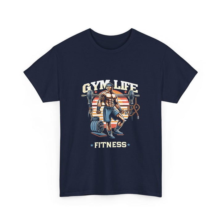 Gym Life Fitness Unisex Heavy Cotton Tee - Perfect for Workout Enthusiasts - Navy - S - Gym Life Fitness Unisex Heavy Cotton Tee - Perfect for Workout Enthusiasts - Tatoo Tee