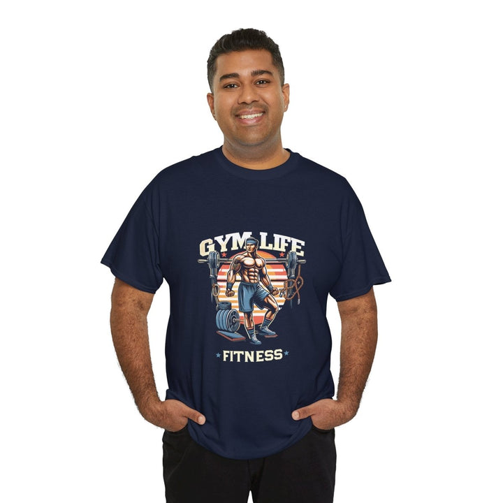 Gym Life Fitness Unisex Heavy Cotton Tee - Perfect for Workout Enthusiasts - Navy - S - Gym Life Fitness Unisex Heavy Cotton Tee - Perfect for Workout Enthusiasts - Tatoo Tee