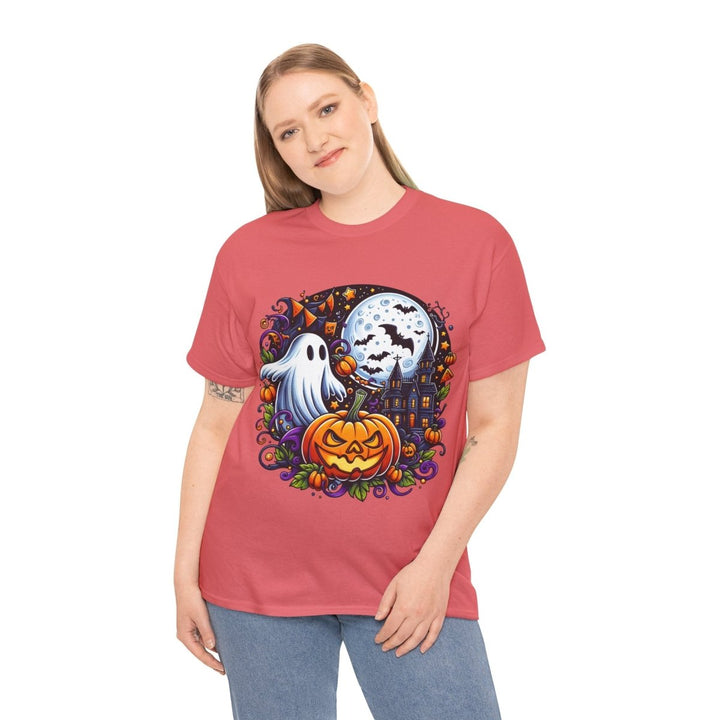 Halloween Boo Unisex Heavy Cotton Tee - Cardinal Red - S - Halloween Boo Unisex Heavy Cotton Tee - Tatoo Tee