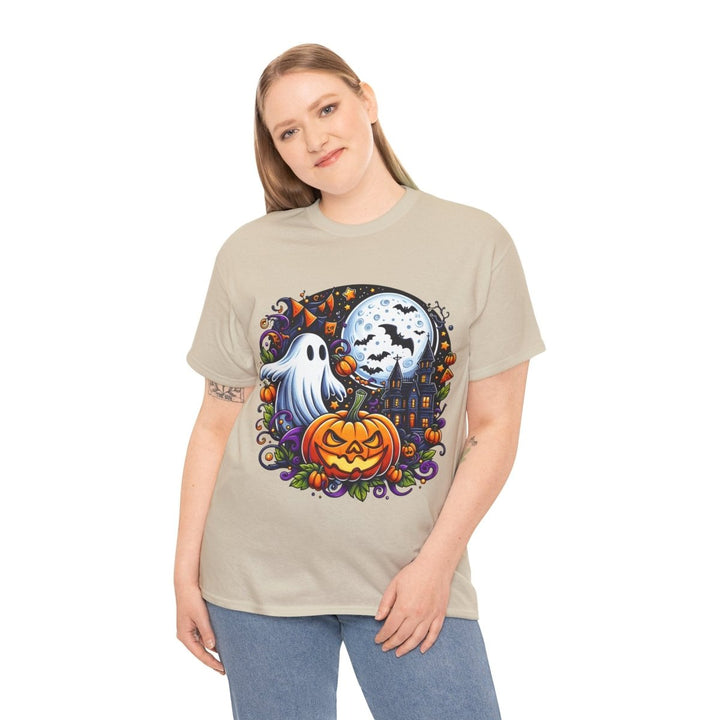 Halloween Boo Unisex Heavy Cotton Tee - Cardinal Red - S - Halloween Boo Unisex Heavy Cotton Tee - Tatoo Tee