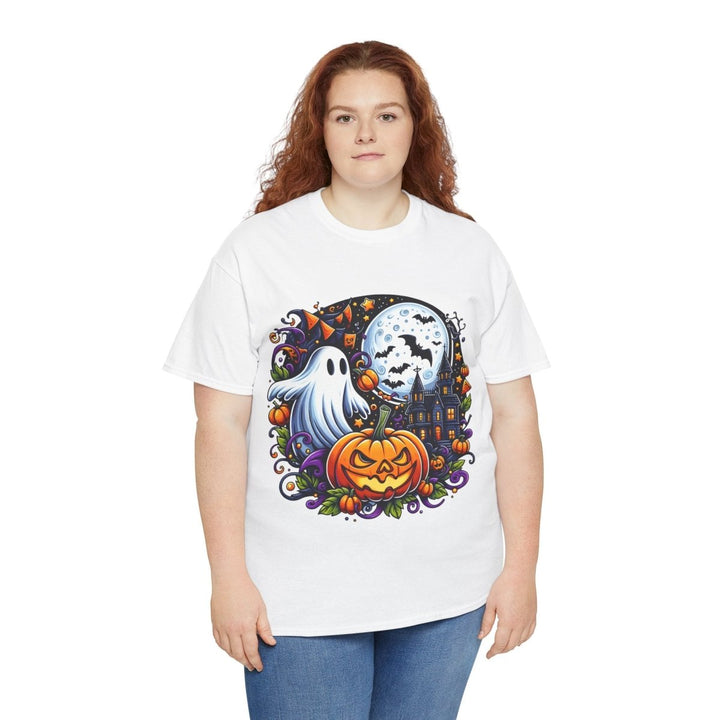Halloween Boo Unisex Heavy Cotton Tee - Cardinal Red - S - Halloween Boo Unisex Heavy Cotton Tee - Tatoo Tee