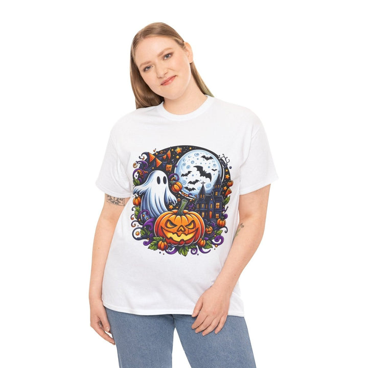 Halloween Boo Unisex Heavy Cotton Tee - Cardinal Red - S - Halloween Boo Unisex Heavy Cotton Tee - Tatoo Tee