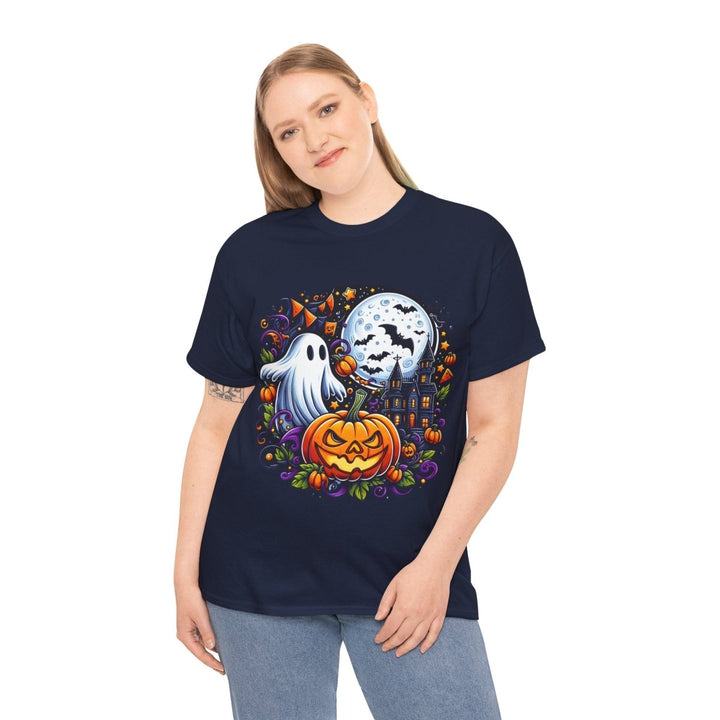 Halloween Boo Unisex Heavy Cotton Tee - Cardinal Red - S - Halloween Boo Unisex Heavy Cotton Tee - Tatoo Tee