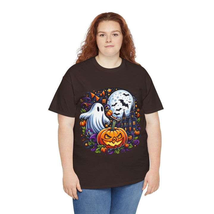 Halloween Boo Unisex Heavy Cotton Tee - Cardinal Red - S - Halloween Boo Unisex Heavy Cotton Tee - Tatoo Tee