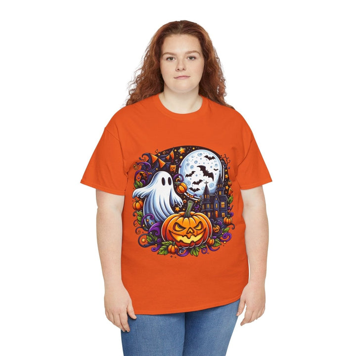 Halloween Boo Unisex Heavy Cotton Tee - Cardinal Red - S - Halloween Boo Unisex Heavy Cotton Tee - Tatoo Tee