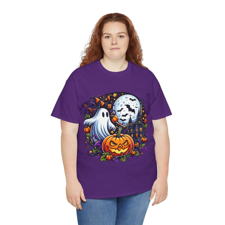 Halloween Boo Unisex Heavy Cotton Tee - Cardinal Red - S - Halloween Boo Unisex Heavy Cotton Tee - Tatoo Tee