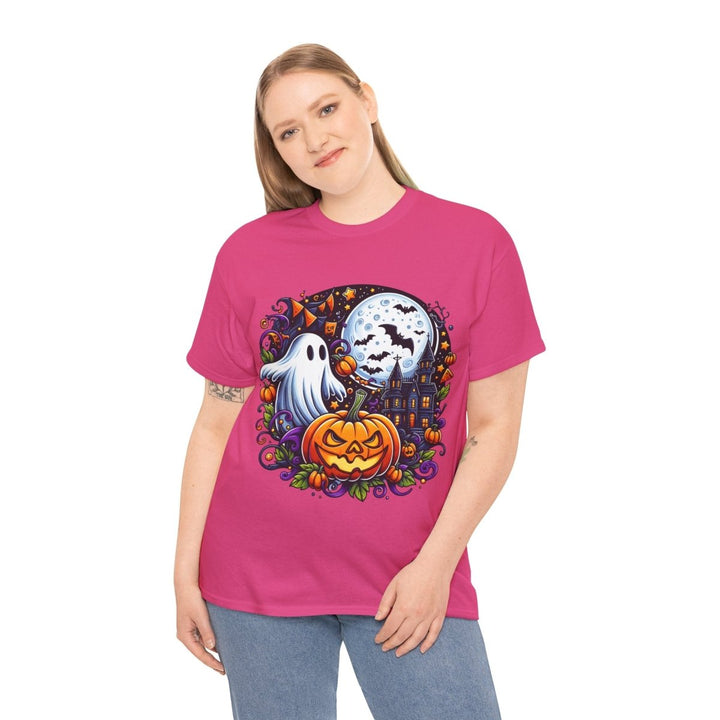 Halloween Boo Unisex Heavy Cotton Tee - Cardinal Red - S - Halloween Boo Unisex Heavy Cotton Tee - Tatoo Tee