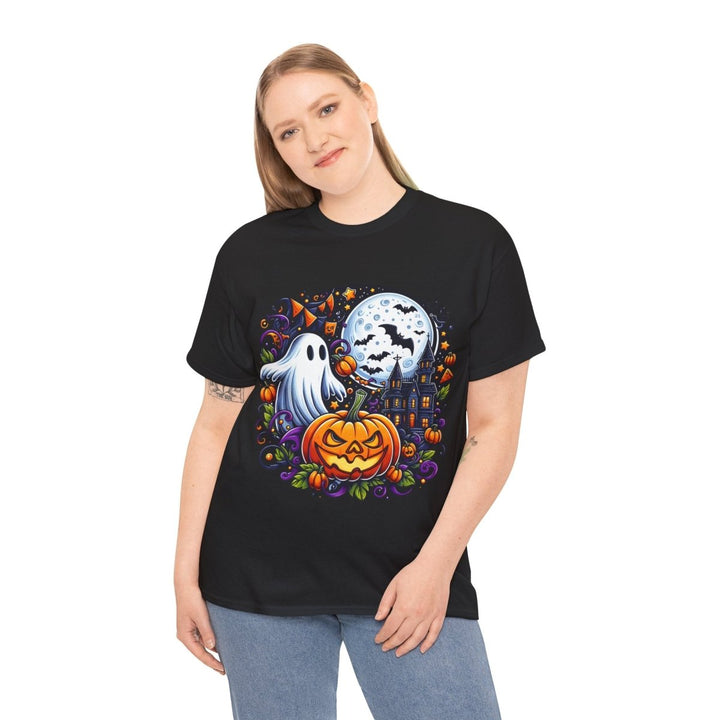 Halloween Boo Unisex Heavy Cotton Tee - Cardinal Red - S - Halloween Boo Unisex Heavy Cotton Tee - Tatoo Tee