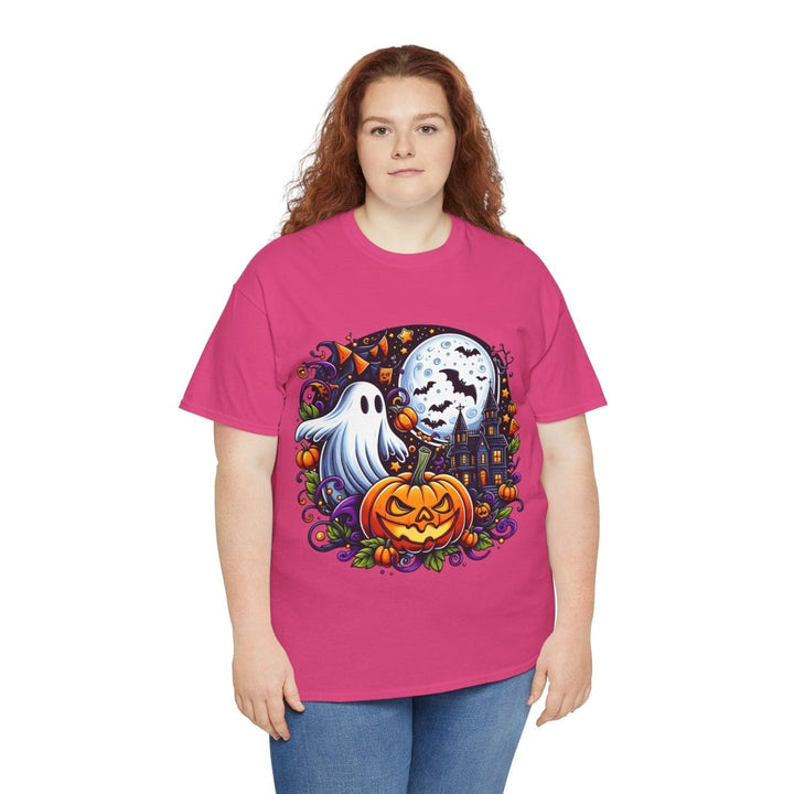 Halloween Boo Unisex Heavy Cotton Tee - Cardinal Red - S - Halloween Boo Unisex Heavy Cotton Tee - Tatoo Tee