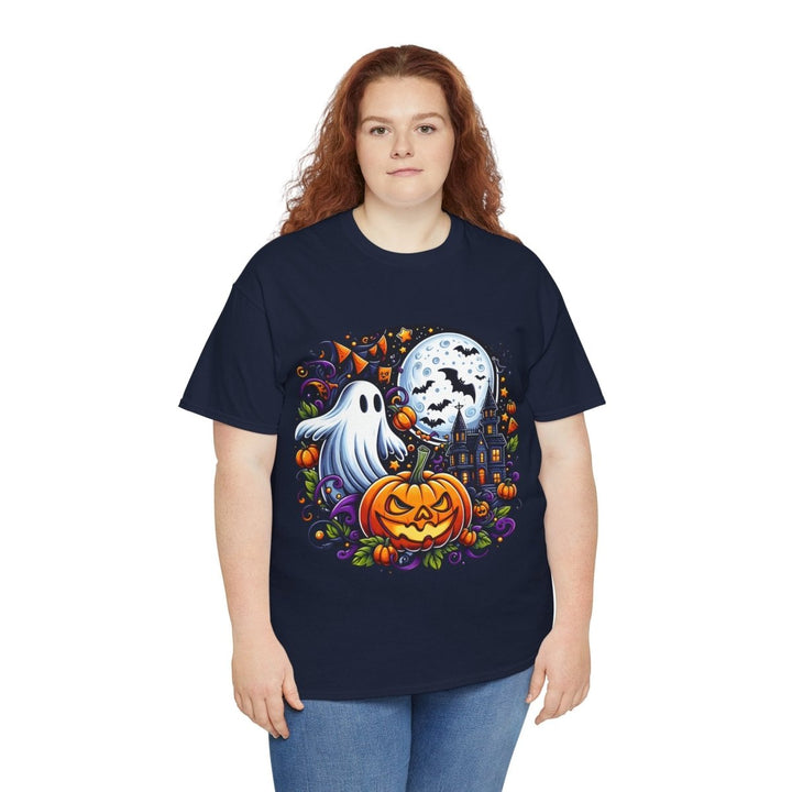 Halloween Boo Unisex Heavy Cotton Tee - Cardinal Red - S - Halloween Boo Unisex Heavy Cotton Tee - Tatoo Tee