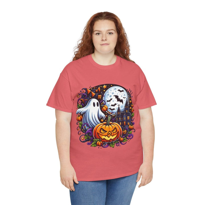 Halloween Boo Unisex Heavy Cotton Tee - Cardinal Red - S - Halloween Boo Unisex Heavy Cotton Tee - Tatoo Tee