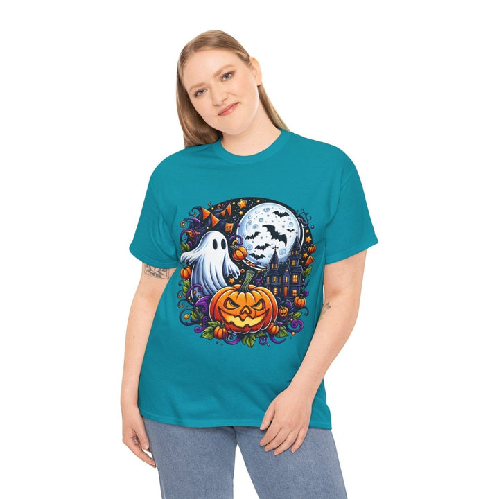 Halloween Boo Unisex Heavy Cotton Tee - Cardinal Red - S - Halloween Boo Unisex Heavy Cotton Tee - Tatoo Tee