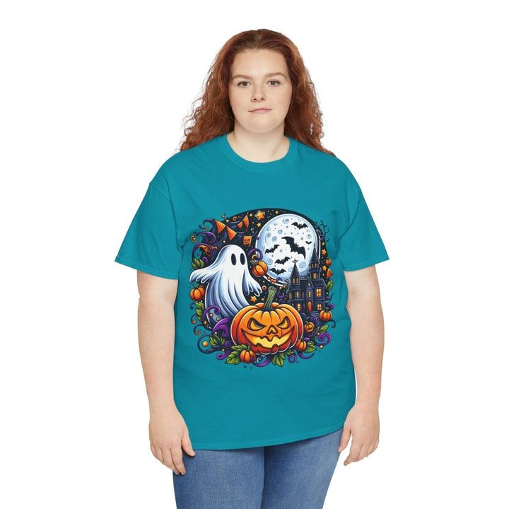 Halloween Boo Unisex Heavy Cotton Tee - Cardinal Red - S - Halloween Boo Unisex Heavy Cotton Tee - Tatoo Tee