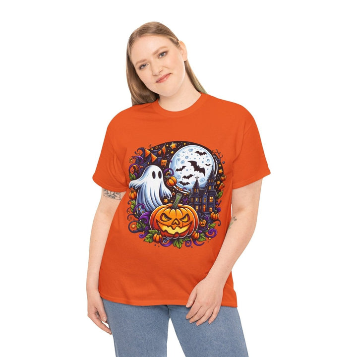 Halloween Boo Unisex Heavy Cotton Tee - Cardinal Red - S - Halloween Boo Unisex Heavy Cotton Tee - Tatoo Tee