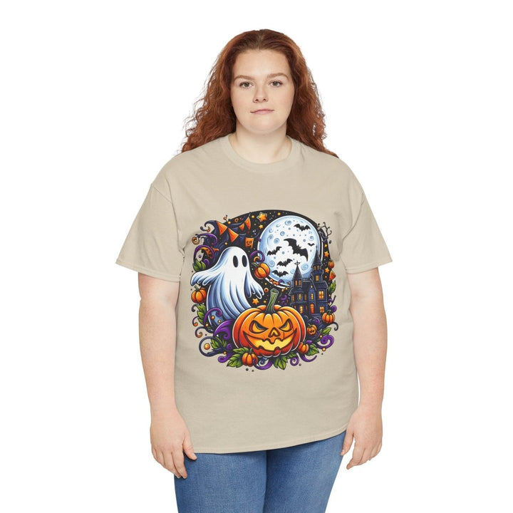 Halloween Boo Unisex Heavy Cotton Tee - Cardinal Red - S - Halloween Boo Unisex Heavy Cotton Tee - Tatoo Tee