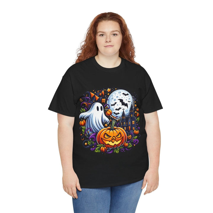 Halloween Boo Unisex Heavy Cotton Tee - Cardinal Red - S - Halloween Boo Unisex Heavy Cotton Tee - Tatoo Tee