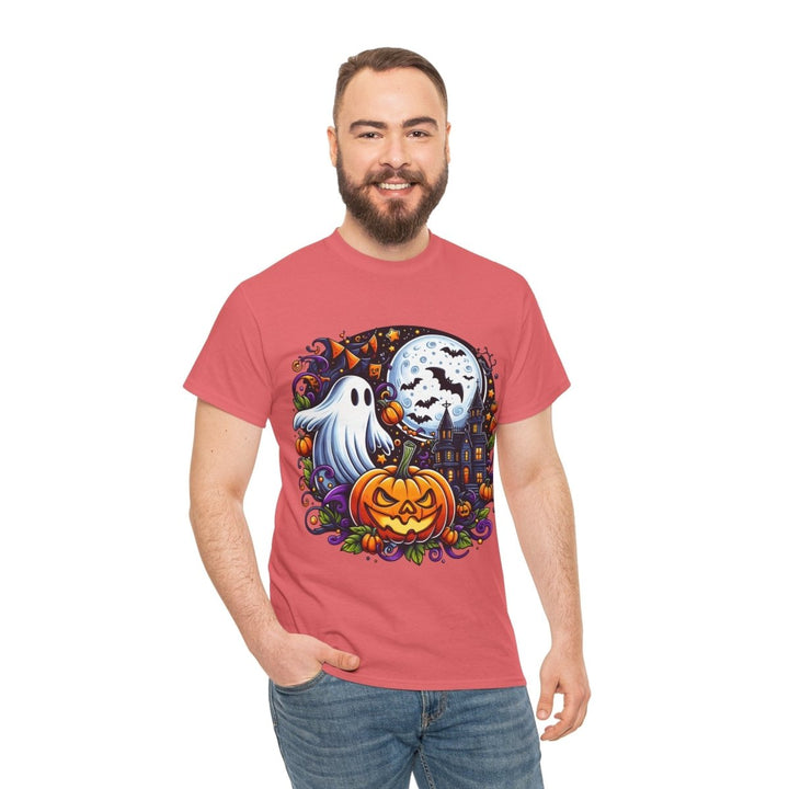 Halloween Boo Unisex Heavy Cotton Tee - Coral Silk - S - Halloween Boo Unisex Heavy Cotton Tee - Tatoo Tee