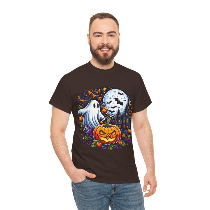 Halloween Boo Unisex Heavy Cotton Tee - Dark Chocolate - S - Halloween Boo Unisex Heavy Cotton Tee - Tatoo Tee