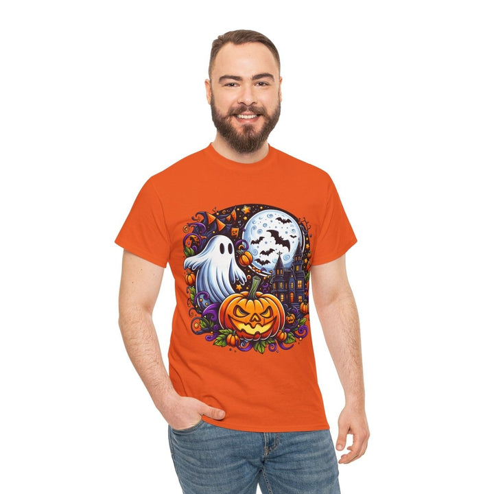 Halloween Boo Unisex Heavy Cotton Tee - Orange - S - Halloween Boo Unisex Heavy Cotton Tee - Tatoo Tee