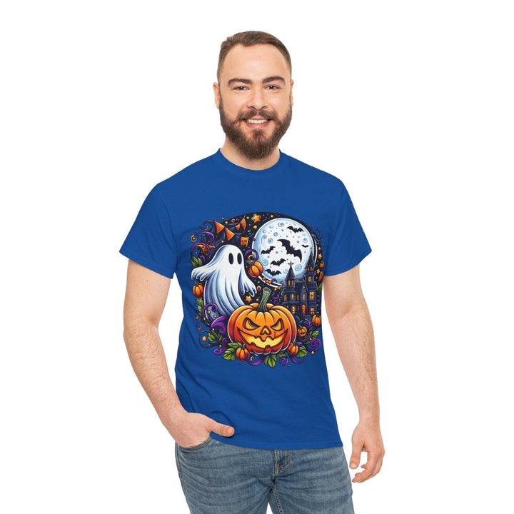 Halloween Boo Unisex Heavy Cotton Tee - Royal - S - Halloween Boo Unisex Heavy Cotton Tee - Tatoo Tee