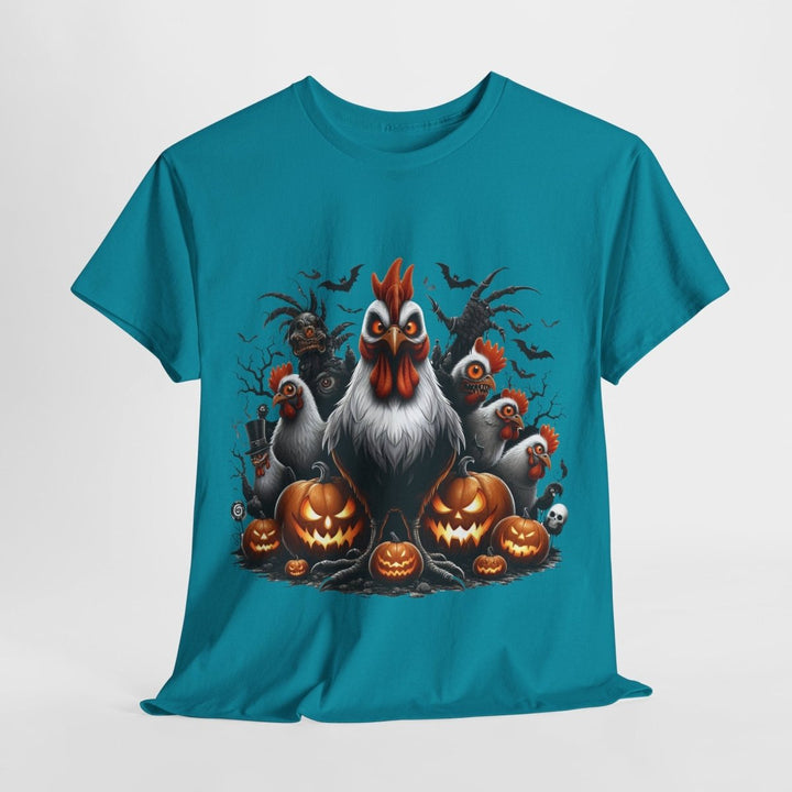 Halloween Chikens Unisex Heavy Cotton Tee - Cardinal Red - S - Halloween Chikens Unisex Heavy Cotton Tee - Tatoo Tee