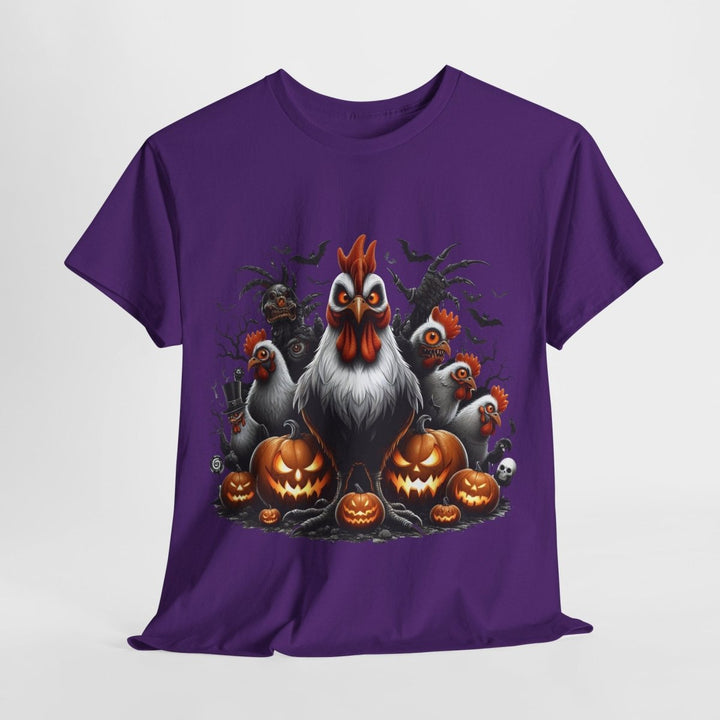 Halloween Chikens Unisex Heavy Cotton Tee - Cardinal Red - S - Halloween Chikens Unisex Heavy Cotton Tee - Tatoo Tee