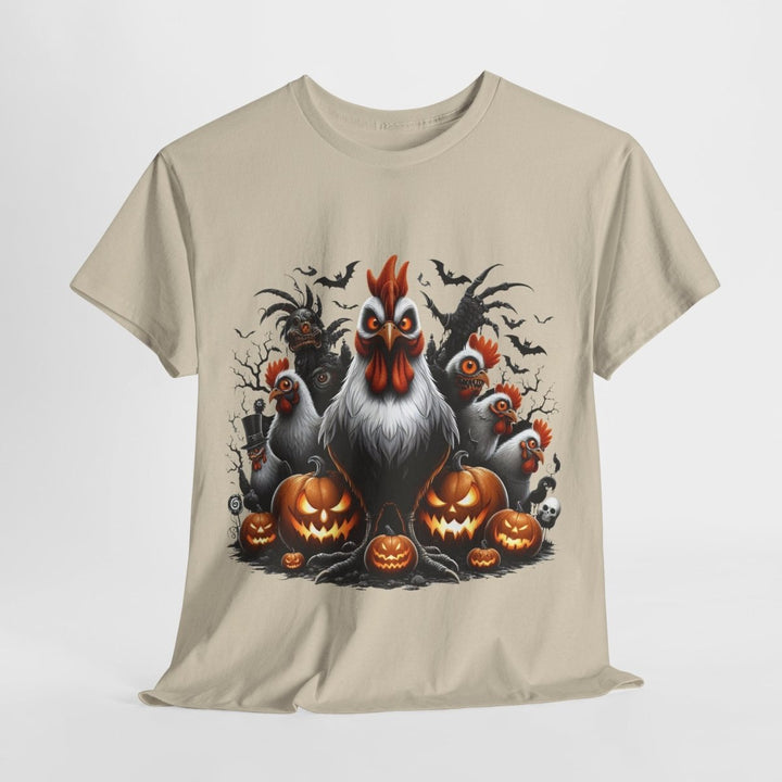 Halloween Chikens Unisex Heavy Cotton Tee - Cardinal Red - S - Halloween Chikens Unisex Heavy Cotton Tee - Tatoo Tee