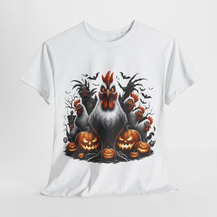 Halloween Chikens Unisex Heavy Cotton Tee - Cardinal Red - S - Halloween Chikens Unisex Heavy Cotton Tee - Tatoo Tee