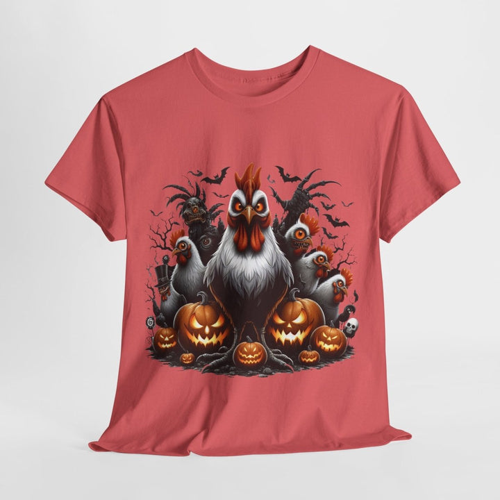 Halloween Chikens Unisex Heavy Cotton Tee - Cardinal Red - S - Halloween Chikens Unisex Heavy Cotton Tee - Tatoo Tee