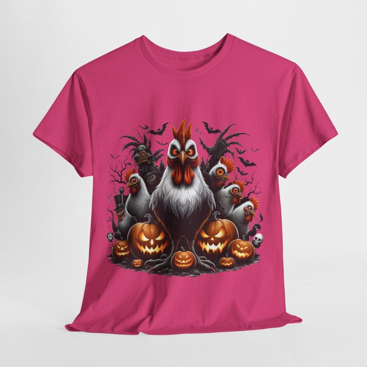 Halloween Chikens Unisex Heavy Cotton Tee - Cardinal Red - S - Halloween Chikens Unisex Heavy Cotton Tee - Tatoo Tee