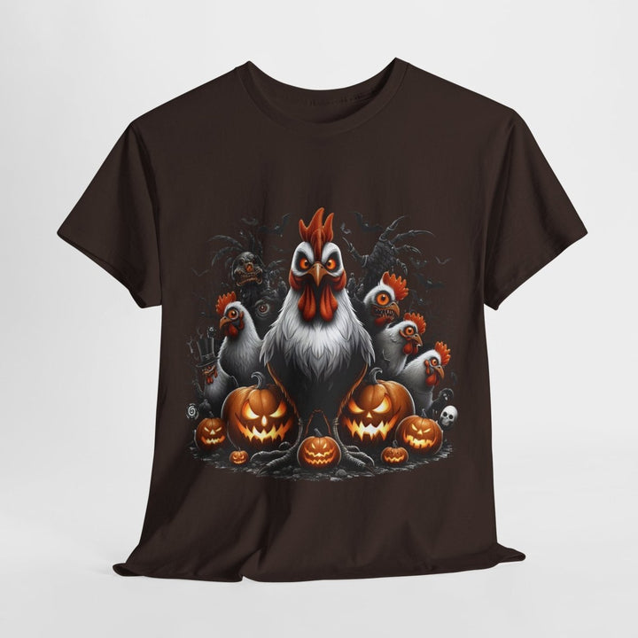 Halloween Chikens Unisex Heavy Cotton Tee - Cardinal Red - S - Halloween Chikens Unisex Heavy Cotton Tee - Tatoo Tee