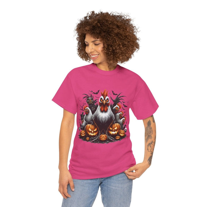 Halloween Chikens Unisex Heavy Cotton Tee - Heliconia - S - Halloween Chikens Unisex Heavy Cotton Tee - Tatoo Tee