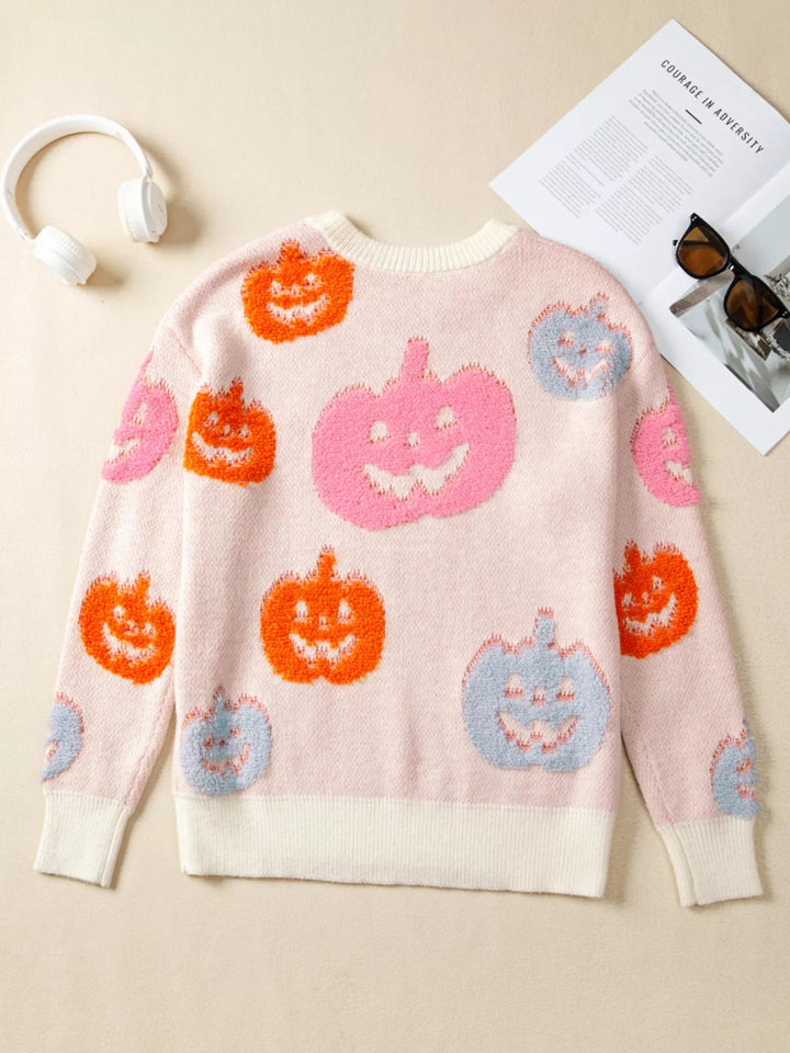 Halloween Cute Pumpkin Pattern Sweater - Dusty Pink - S - bb7ef19e15364f80b1887525e1b27094 - Max - Origin - Tatoo Tee