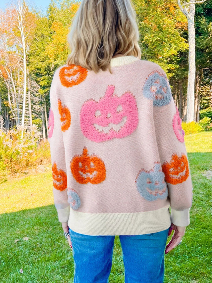 Halloween Cute Pumpkin Pattern Sweater - Dusty Pink - S - 8a6a5975 - 9eeb - 4759 - bcf5 - 3d486447df3f - Max - Origin - Tatoo Tee