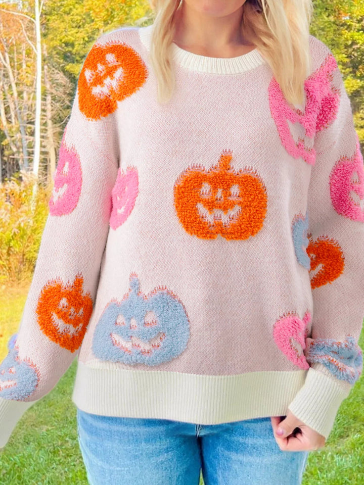 Halloween Cute Pumpkin Pattern Sweater - Dusty Pink - S - b0c3edd486e44a2e91f021a773024043 - Max - Origin - Tatoo Tee