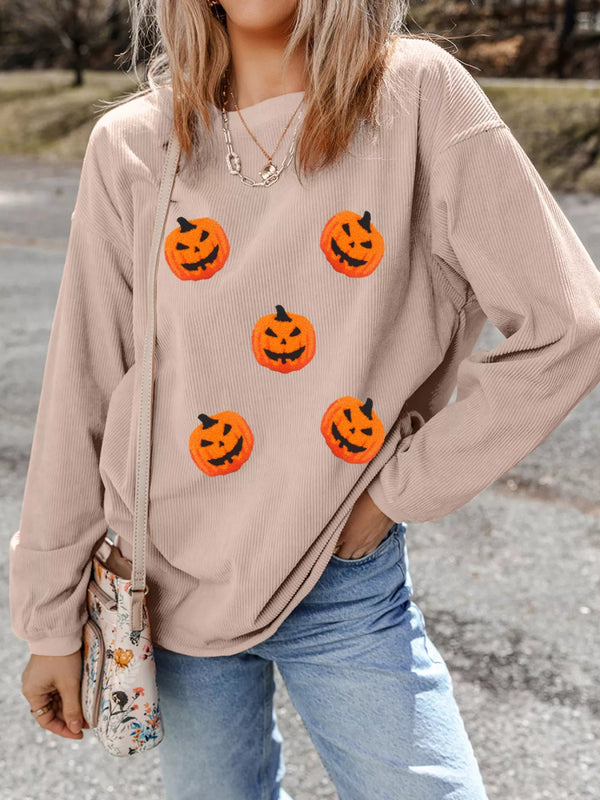 Halloween Pumpkin Drop Shoulder Sweatshirt - Dust Storm - S - 78ca58f55e514d6aaabda1fe3761605e - Max - Origin - Tatoo Tee