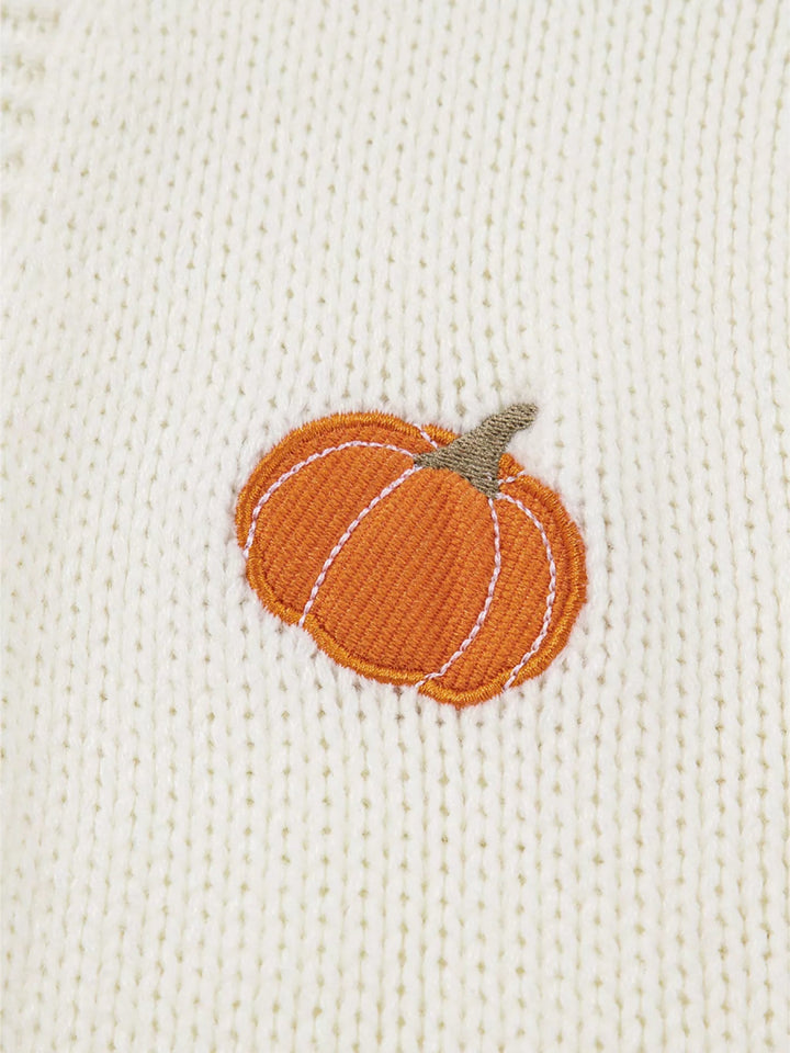 Halloween Pumpkin Embroidered Knit Cardigan - White - S - 45fdfe9dc43a479fa07f500e45c03f08 - Max - Origin - Tatoo Tee