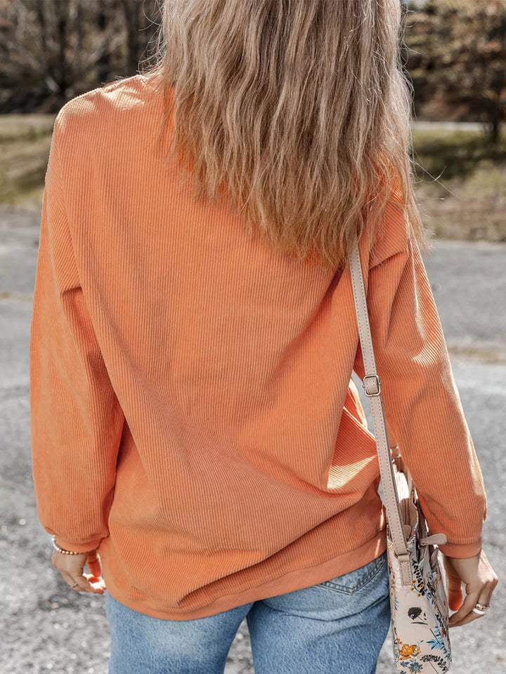 Halloween Sequined Pumpkin Ribbed Round Neck Sweatshirt - Tangerine - S - 1e7c718f - c48e - 4a19 - 9587 - d2dd0989d1c0 - Max - Origin - Tatoo Tee