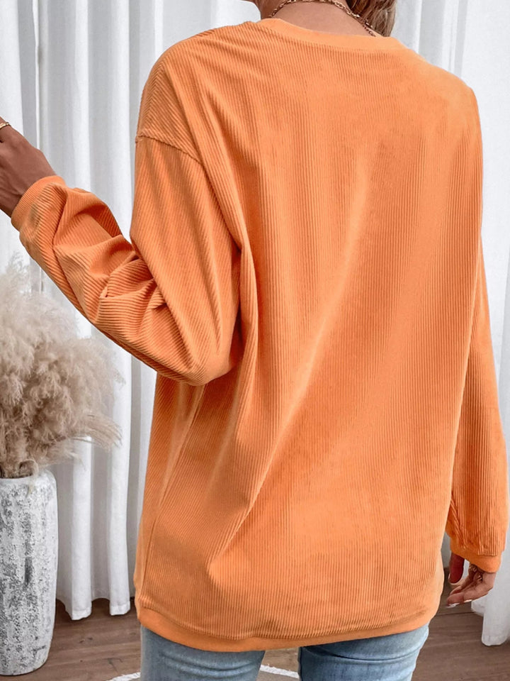 Halloween Sequined Pumpkin Ribbed Round Neck Sweatshirt - Tangerine - S - cba5dad2 - 1c26 - 442c - 8cfd - 4a51a3fab685 - Max - Origin - Tatoo Tee