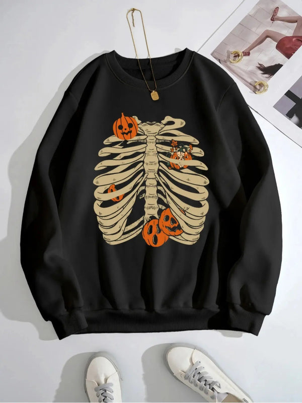 Halloween Skeleton Long Sleeve Sweatshirt - Black - S - 2afe962d - 1a6f - 4349 - 9fc4 - 830061919961 - Max - Origin - Tatoo Tee